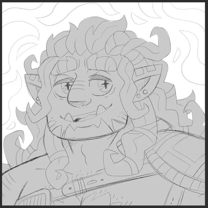 Sketch of more up to date portrait of Atlas, since I'm gonna play as him this week-end in a DnD one-shot!

I initially wanted to draw a full-body, but it's been so long I drew a muscly orc that I forgor. He's a prettyboy anyway, the face should be enough lol 