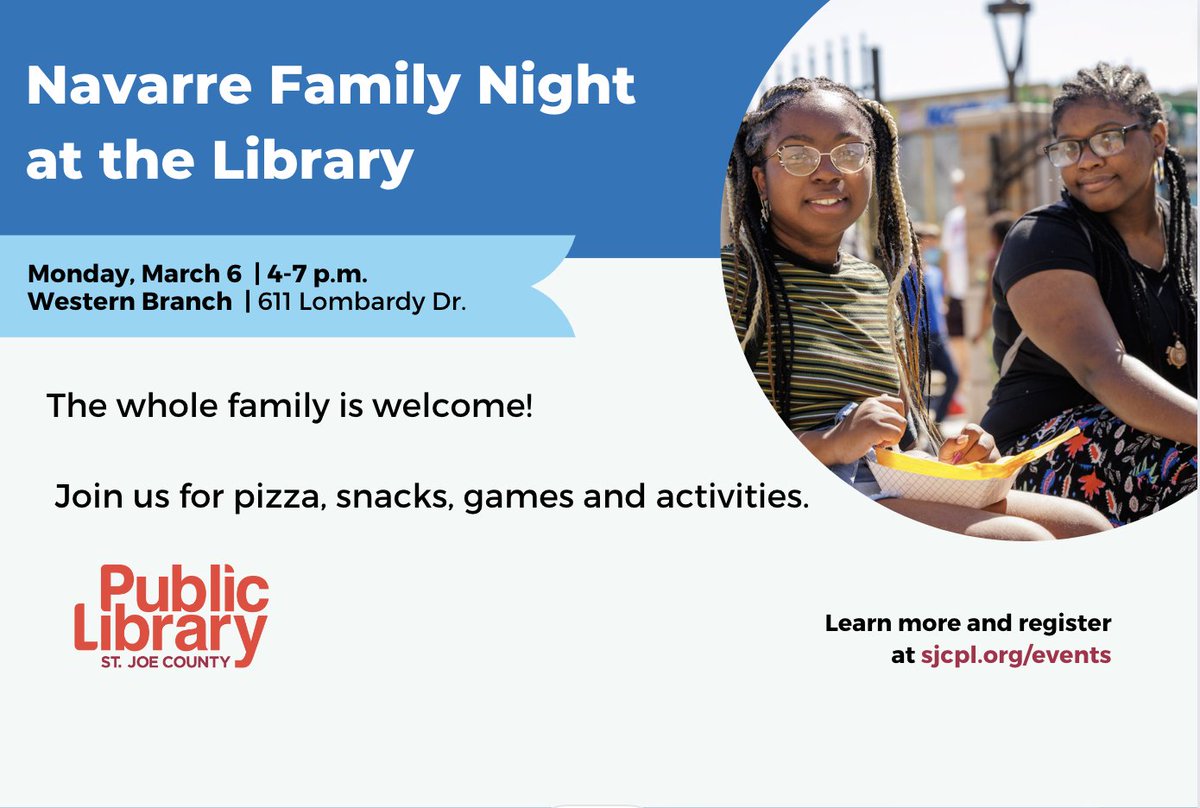 sbezone's tweet photo. Check out this Navarre Family Open House night at the Western Branch Library! We are thankful for our partners in the neighborhood!

#library #literacy #neighborhood #openhouse #sjcpl St. Joe County Public Library https://t.co/ZhM6I2dfKo