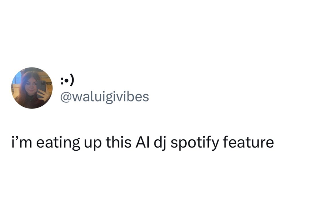 Spotify's tweet photo. Have you tried the new DJ on Spotify yet? ￼👀 
DJ is rolling out to Premium users in the US/Canada now. https://t.co/JFvgpIuRPn