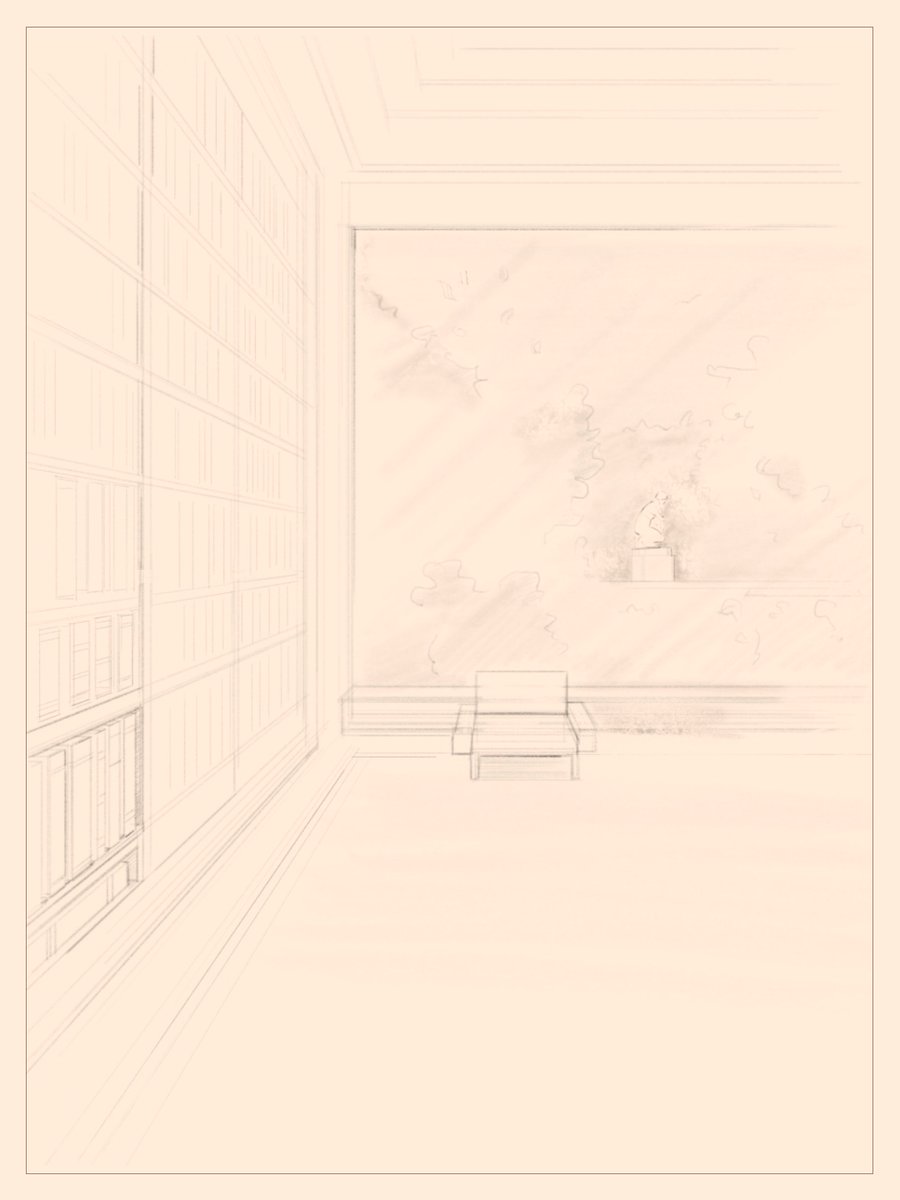 Concept sketch of a library corner