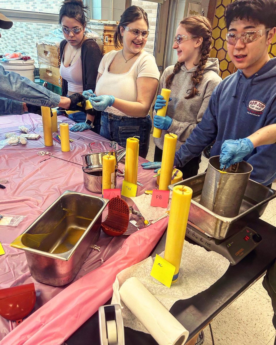 PV_Beekeeping's tweet photo. The club had a great time this afternoon making hand rolled wax candles, poured beeswax candles, &amp; customized beeswax lip balms 🕯️🐝 #beekeeping #beeswax #honeybees https://t.co/pknCpL36tE