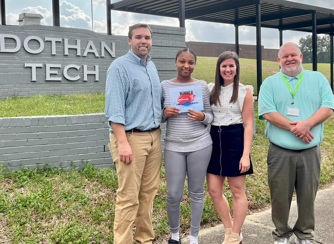Dothan Tech (@dothantech) on Twitter photo Congratulations to Emmonnie Tharpe on being selected as the winner for the $1,000.00 Scholars for Dollars Scholarship from Personnel Resources. Emmonnie participated in a career goal competition at WOW and was the recipient. Job well done Emmonnie!
<a href="/DCSdothan/">Dothan City Schools</a> <a href="/drcoe10/">Dennis Coe, Ed.D.</a> <a href="/dukechr/">Chris Duke</a> Congratulations to Emmonnie Tharpe on being selected as the winner for the $1,000.00 Scholars for Dollars Scholarship from Personnel Resources. Emmonnie participated in a career goal competition at WOW and was the recipient. Job well done Emmonnie!
<a href="/DCSdothan/">Dothan City Schools</a> <a href="/drcoe10/">Dennis Coe, Ed.D.</a> <a href="/dukechr/">Chris Duke</a>