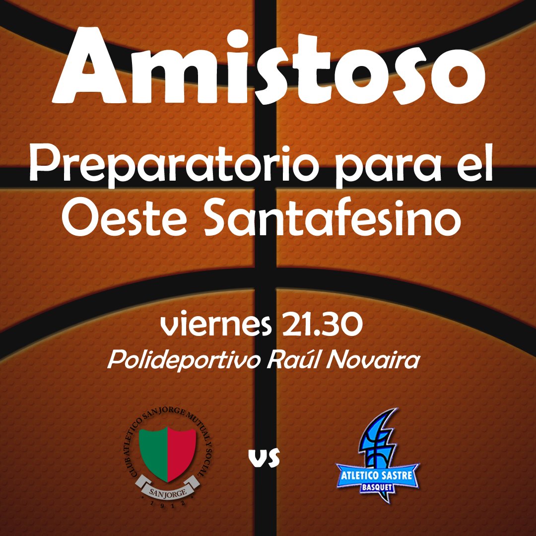 SastreBasquet's tweet photo. 🏀 Este viernes visitamos a Atlético San Jorge en el primer juego amistoso de la temporada
✔️ Comenzamos 21.30 y te esperamos en el “Poli Novaira” para acompañar a la #AKD
#VamosAKD
#ElEquipoDeTodos https://t.co/YL2ylCODiK