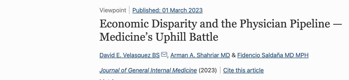 I almost decided not to become a doctor

"It's too expensive"
"My high school didn't prepare me to be pre-med"
"I don't know a doctor, how can I become one?"

For these reasons + more, low-income students are unable or decide not to pursue medicine..

link.springer.com/article/10.100…

1/x