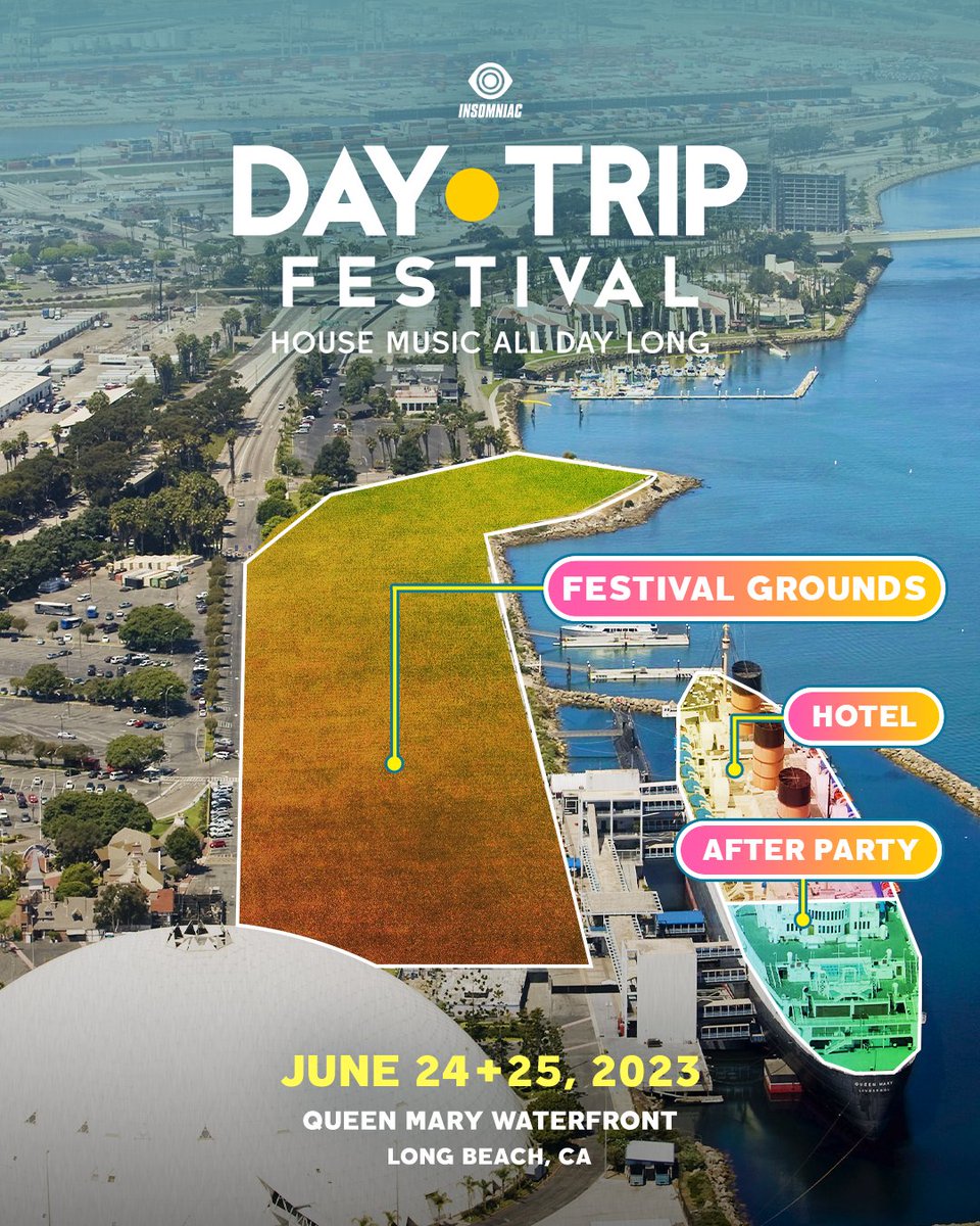 Two stages of House Music All Day Long at the historic Queen Mary Waterfront! 🌊☀️

SMS subscribers + past purchasers have FIRST ACCESS to Day Trip Family presale tickets, hotel rooms &amp; after parties this Thursday at 12pm PT. 📲 Sign up at daytripfest.com