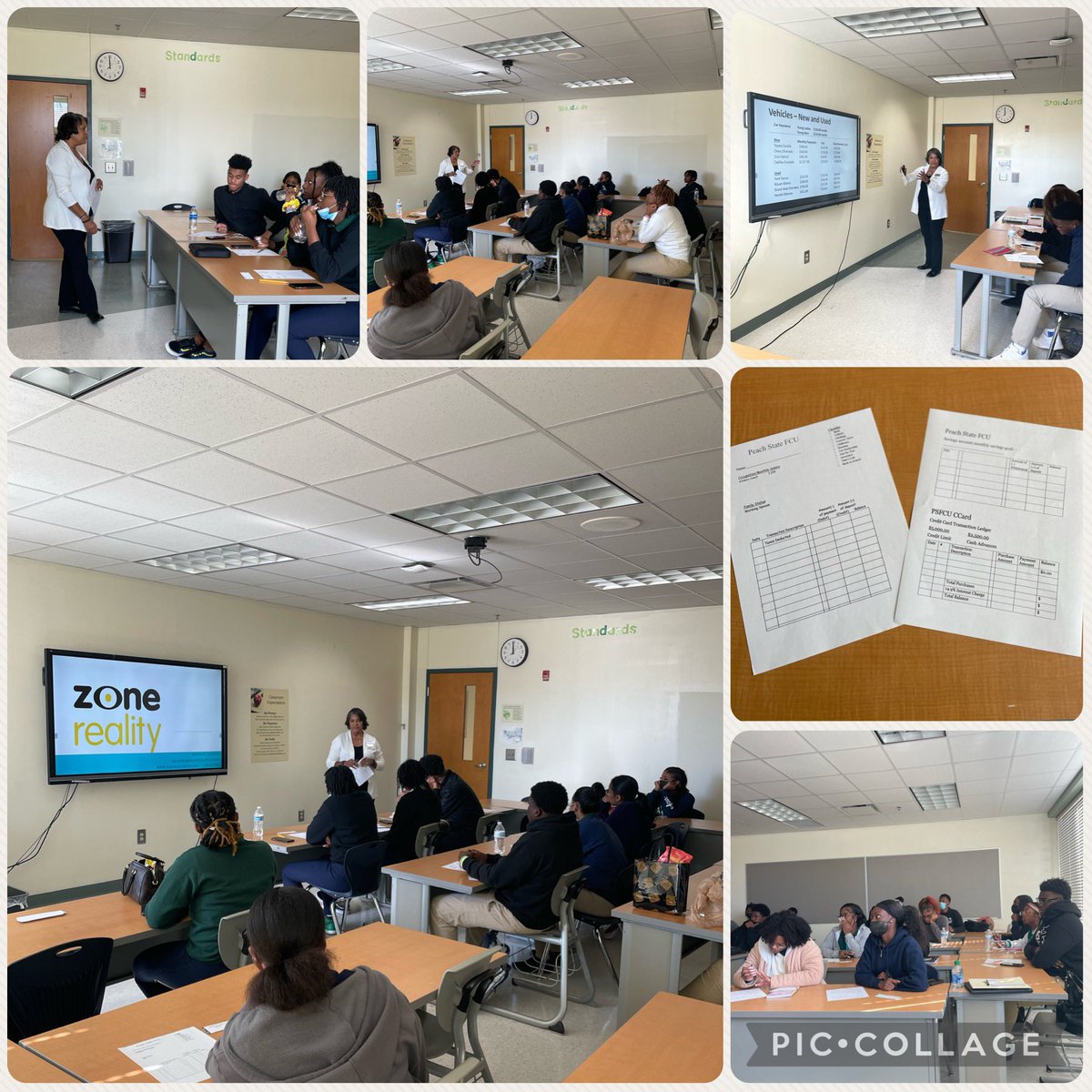 Bonnie Haynes from Peach State Federal Credit Union delivered a dose of “Reality” to my WBL students with her presentation that included decision making, budgeting &amp; ownership <a href="/dcsdctae/">DCSDCTAE</a> <a href="/dcsdwbl/">DCSDWBL</a> <a href="/DekalbSchools/">DeKalb Schools, GA</a> <a href="/GeorgiaWBL1/">GAWBL</a>  #gawbl #wblworks #CTAEdelivers #GAWBLWorks
