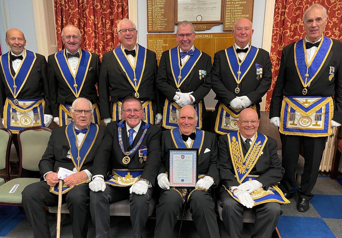 Brethren from Gateway and others present at Buttercross Lodge to witness the presentation of a 70 year certificate to W.Bro Allen. The significance of this particular picture is that we all worked for the same firm.