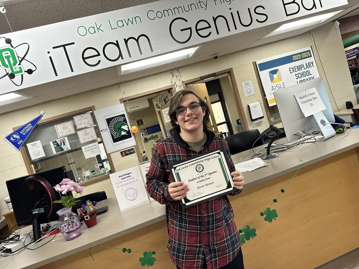 Congratulations Kieran Bennett on Tech Internship student of the quarter! Well deserved! #olchspride