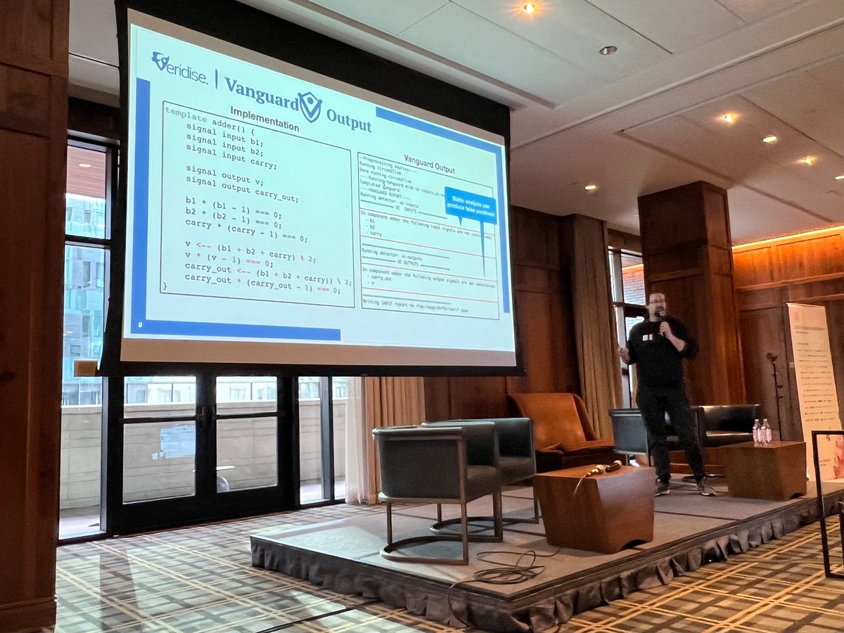 Veridise (@veridiseinc) on Twitter photo Our CTO <a href="/FormallyJon/">Jon Stephens</a> speaking about three of our tools (Picus, zkVanguard, and zkOrca) for proving and finding bugs in ZK circuits. Thanks to <a href="/IOSGVC/">IOSG Venturesc 🔜 KBW & Token2049</a> for a wonderful and informative event :) Our CTO <a href="/FormallyJon/">Jon Stephens</a> speaking about three of our tools (Picus, zkVanguard, and zkOrca) for proving and finding bugs in ZK circuits. Thanks to <a href="/IOSGVC/">IOSG Venturesc 🔜 KBW & Token2049</a> for a wonderful and informative event :)