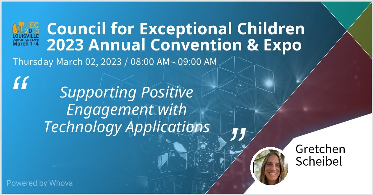 JuniperGrdensKU's tweet image. Join @GAMScheibel tomorrow 3/2/23 at #CEC2023 for her presentation &quot;Supporting Positive Engagement with Technology Applications&quot; at 8:00 AM! 

Her portion of the presentation is: 
&quot;Effective Use @iConnect_App_  to Implement #SelfMonitoring Interventions and #MonitorProgress&quot;