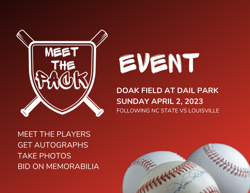 TuffyTalkNow's tweet photo. 🚨#WPN! We are THRILLED to share some EXCITING news for #PACK9 fans!🚨

In partner with Obsesh, @NCStateBaseball will be hosting "Meet The Pack Day", following the noon Louisville game on April 2nd!

🐺Bring the family and friends, to meet your FAVORITE players and coaches!🐺 https://t.co/xYfHsn7P5n