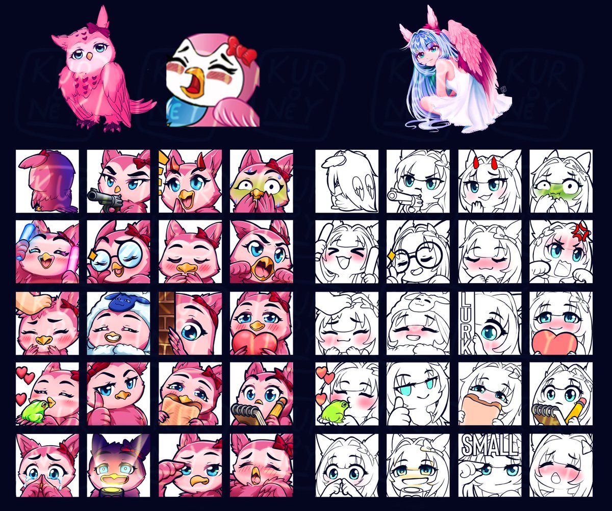 Kuroney_'s tweet photo. Emotes for Eule1311 ~ humanform didn‘t make it :‘( https://t.co/mtMtostnYn