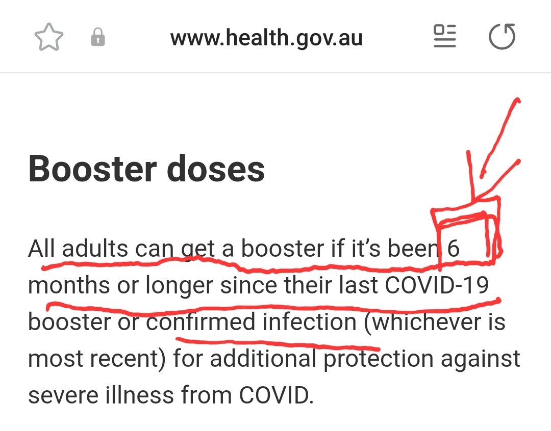 Hi @VictorianCHO @VicGovDH 
Question: recently got text from DH stating it was 3 months since covid infection, & mentioning getting #vaccine dose now. However, #NationalCabinet says 6 months. Which is it? Pls clarify #auspol #springst