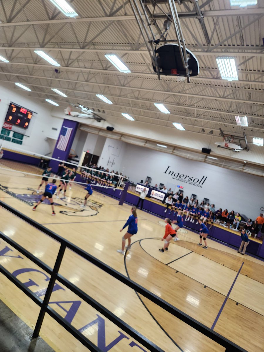DMSAthletics323's tweet photo. DMS Panthers take on the Dunlap Valley Spartans at tonight's IESA 7th grade Regional Championship!  DMS leads, winning the first set by 7 points.  Great job ladies!  #DMSPantherPride https://t.co/6d7MWXrcKu
