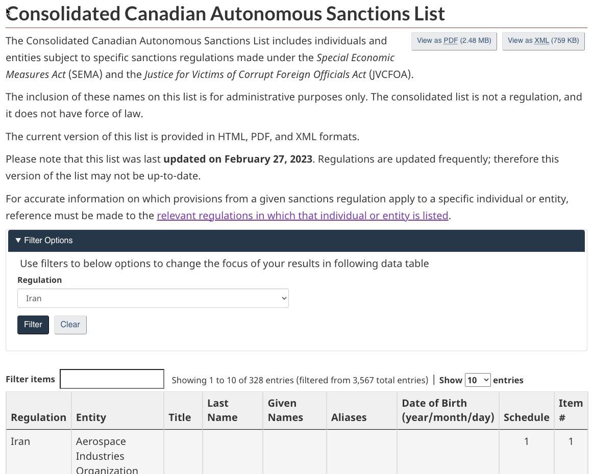 SurenaPishvaz's tweet image. برای اطلاع از جزییات وضع تحریم‌های کانادا علیه ج‌ا این مرجع را بررسی کنید.
لازم به توضیح است که لیست ده هزار نفری اعلام شده،لیست آماده‌ای نیست، و به مرور پر میشود.

#نه_به_جمهوری_اسلامی  
#IRGCterrorists #MEKterrorists 

international.gc.ca/world-monde/in…