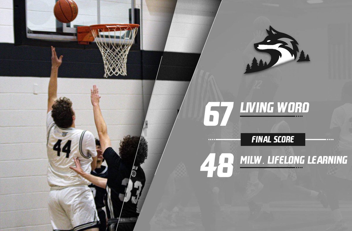 Survive and advance time!! The T-Wolves started the playoffs with an opening round win vs Mil. Lifelong Learning, 67-48. 

 ▪️Eason Oliver - 28 points, 5 triples
 ▪️Jace Krueger - 11 points 
 ▪️Earl Holland - 10 points 

LW travels to Kenosha St Joe’s on Friday night 🏀🐺