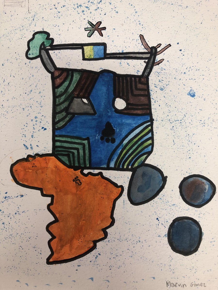 Hawthorne_AIG's tweet photo. Abstract art with supporting text evidence inspired by Home of the Brave and A Long Walk to Water - Advanced 7ELA @FranklintonMS @Kbaech87 #ArtMonthNC https://t.co/NE8IrZtb7G