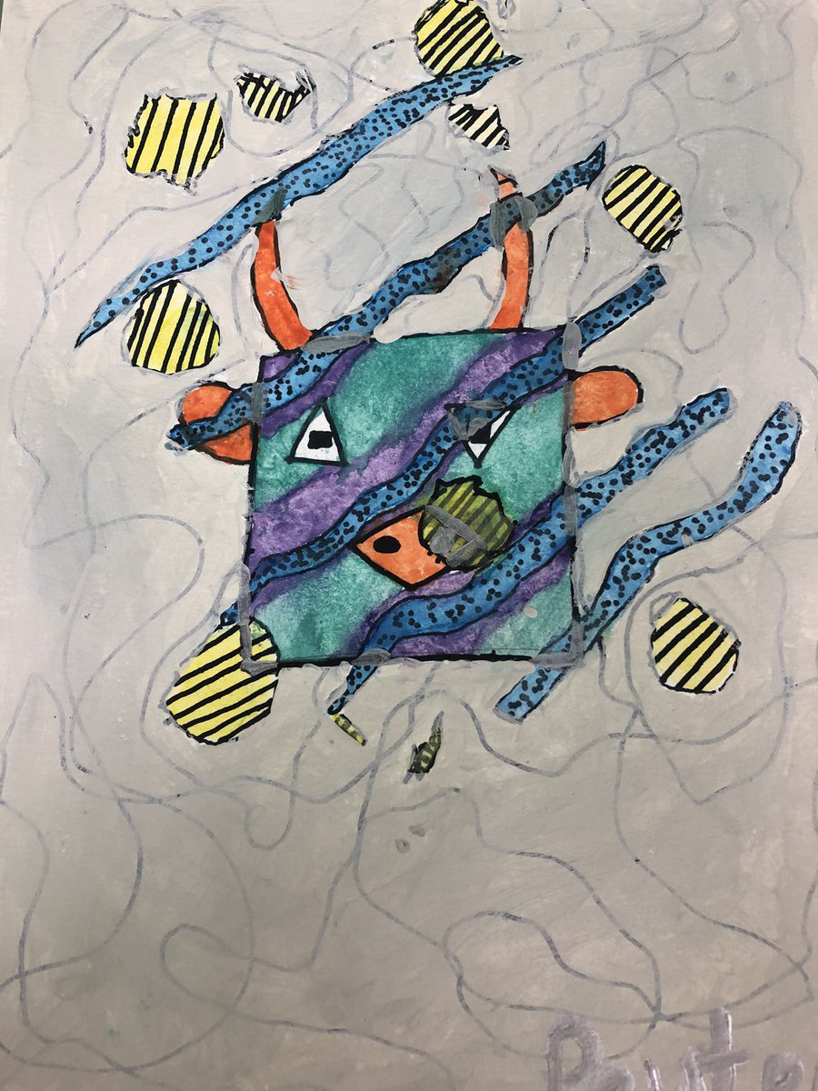 Hawthorne_AIG's tweet photo. Abstract art with supporting text evidence inspired by Home of the Brave and A Long Walk to Water - Advanced 7ELA @FranklintonMS @Kbaech87 #ArtMonthNC https://t.co/NE8IrZtb7G