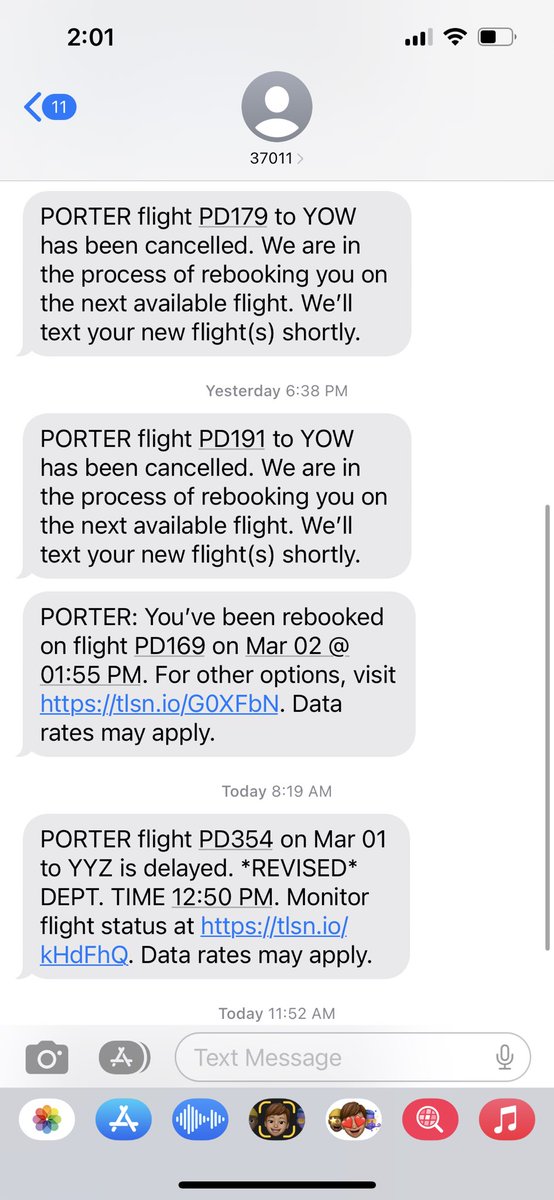 michellerozon's tweet photo. Seriously, @porterairlines ?! 8 cancels/delays in a row? For 1 four hour flight? Yikes. Glad @AirCanada got me home. 

 #flightdelay #flightdisaster https://t.co/dnGMEbufPr