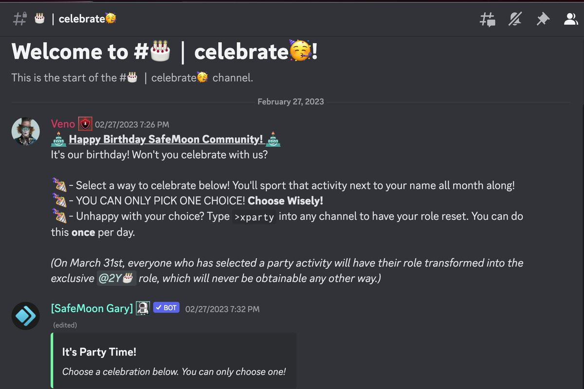 Defi_Spidey's tweet photo. Are you on #SafeMoonDiscord?

If so, and you like collecting "roles", there is a new role for this years birthday! You have until the end of the month to collect it or you will miss out for good (or for bad, whatever). 

#SafeMoon #SafeMoonBirthday #SafeMoonBirthdayMonth https://t.co/JFO5d2XRbN