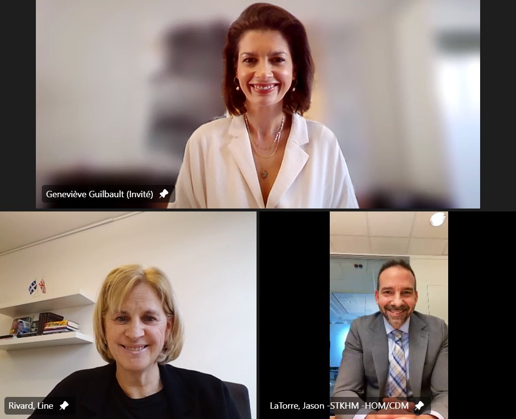 GGuilbaultCAQ's tweet image. Lancement de notre mission en 🇫🇷 par une rencontre virtuelle (vol retardé par la tempête) avec @P_Vergriete, président de #AFITF, pour parler de #mobilitédurable et de financement des infrastructures. Et discussion avec @LineRivardDG et @jasonalatorre en vue de ma visite en 🇸🇪.