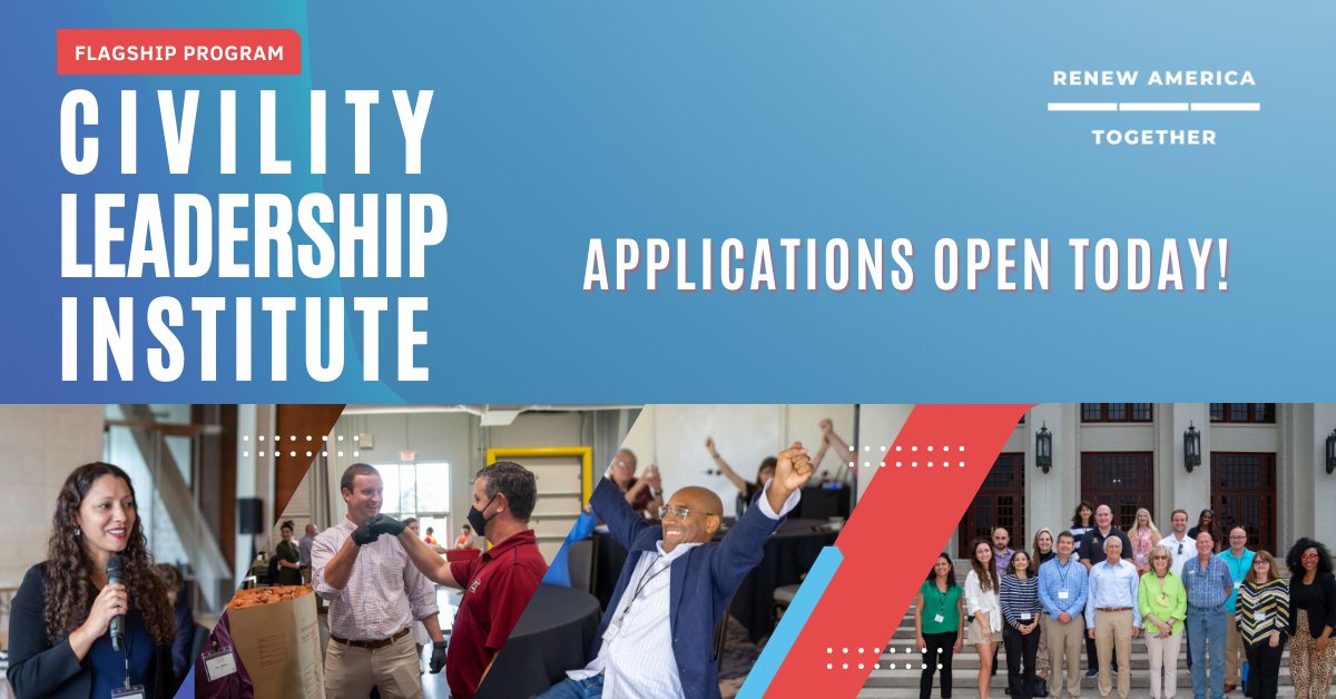 We're excited to announce that we are now accepting applications for the 2023 Cohort of the Civility Leadership Institute. Please visit our website to learn more about our program and to process your application today! lnkd.in/gz-9yPcJ