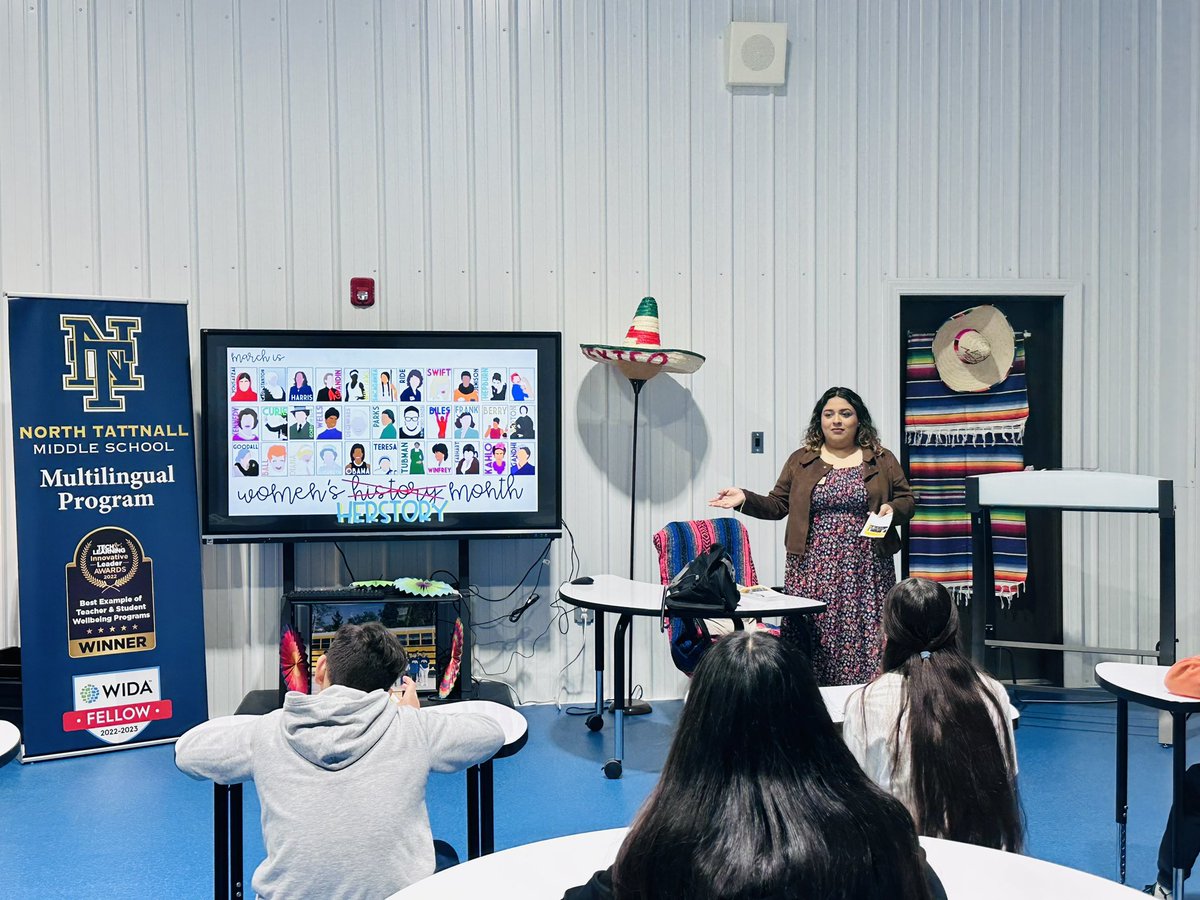 DRCLAUDIAMTZ1's tweet image. The NTMS Multilingual Program will kick off Women&apos;s History month with a special guest speaker from Abraham Baldwin Agricultural College (ABAC). Miss. Ramirez conducted a presentation about college preparation and career options. #TheWarriorWay #MultilingualProgram #WIDA