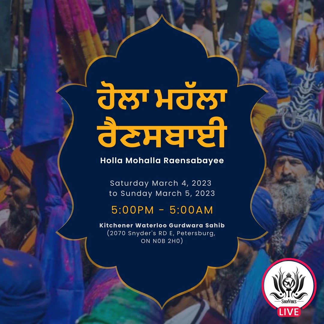 This Saturday! 
LIVE on our Facebook/YouTube! 

#SikhVibes #Gurbani #Keertan #HollaMohalla #NihungSingh #Sikh