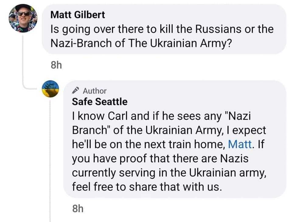 AlyciaRamirez3's tweet photo. 4/ Directly after the incident at Greenlake, Carl began organizing with local Republicans, #SafeSeattleIsAHateGroup & Speak Out Seattle around the Recall Sawant campaign. He was also an admin for both SOS and the recall campaign .
When that failed he jumped on Ukraine. https://t.co/n98zC22ODK