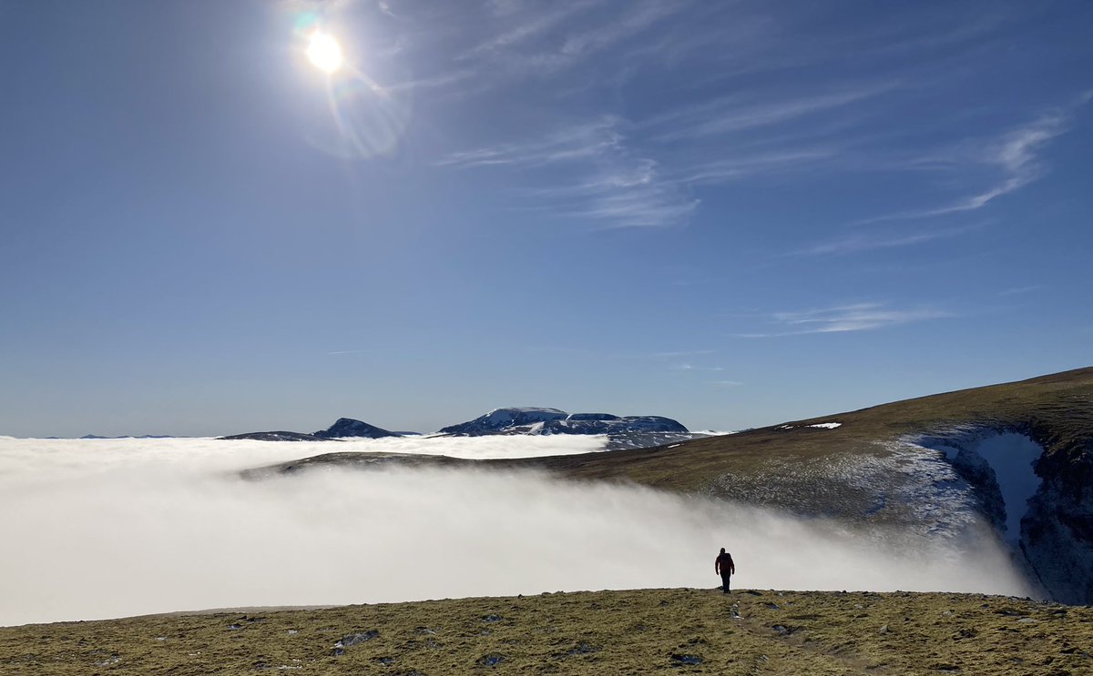 ratherbrunning's tweet image. The beautiful Seana Braigh treating us to a spectacular inversion and cloud waterfall on Monday! We finished the day with a Brocken spectre on Corbett Carn Ban. Just magic ⛰️💜 #munros #sutherland #roundtwo