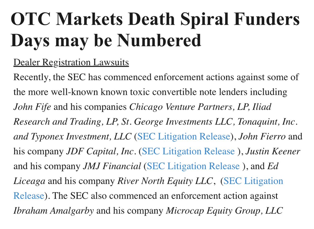 While SEC has not sued many Wall St players for #NakedShorts they HAVE sued multiple toxic lenders that are associated with #NakedShorts &amp; #WallStreetFraud. SEC Success = fine, ban &amp; disgorgement of ALL profits. thebasilelawfirm.com/post/otc-marke…