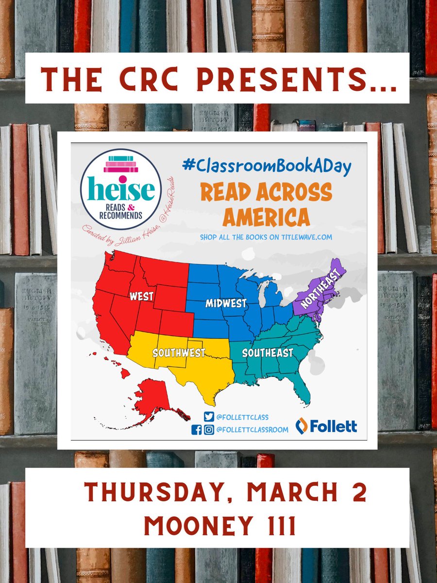 Join us tomorrow in the CRC for Read Across America Day! We will be featuring a diverse array of books from each region, so stop by, pick up a book, and enjoy this day dedicated to reading 📚 #ElonEd