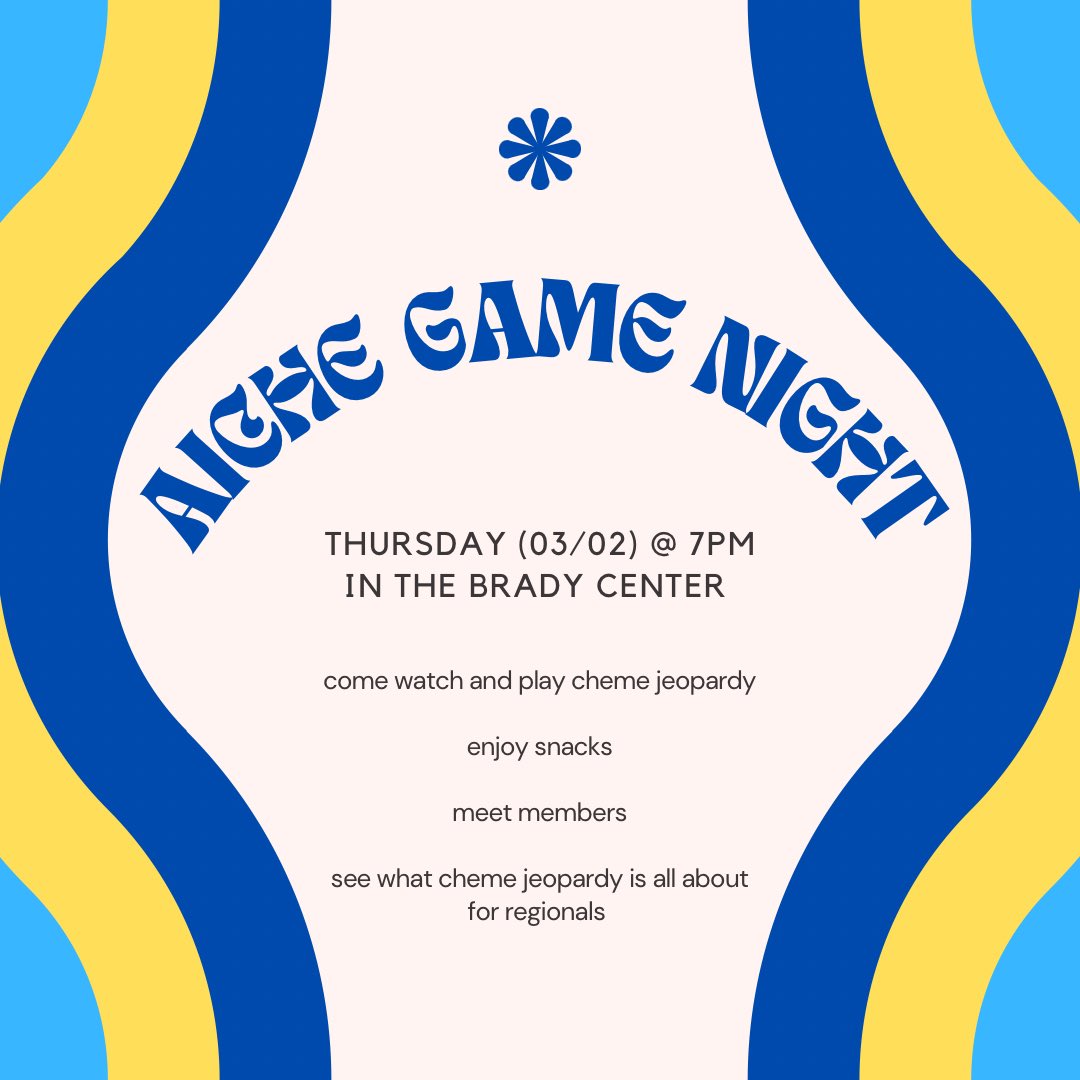 come on out tomorrow at 7 to hang out and play some cheme jeopardy with us!!
