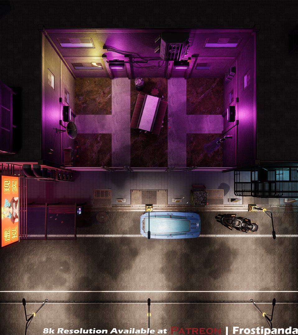 Need a detailed apartment complex for your next #cyberpunk campaign? You can find this map and more in full 8k resolution at my patreon!
patreon.com/Frostipanda

#tabletopgames #roleplaying #Cyberpunkred #shadowrun #TTRPGs #ttrpgcommunity