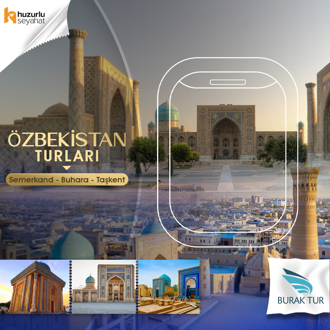🇺🇿 Özbekistan Turları 🌍
📆 Mayıs - Haziran - Temmuz - Ağustos - Eylül - Ekim
🗺️ Vizesiz
📌 Taşkent, Semerkand, Buhara
💶 Erken rezervasyonda kişi başı 50$ indirim

Detaylı bilgi ve rezervasyon için: buraktur.com/Tour/List/ozbe…