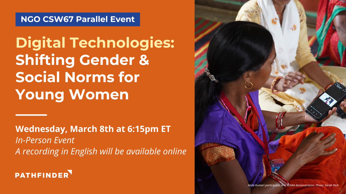 PathfinderInt's tweet photo. Join our @NGO_CSW_NY event where we will share how we have successfully integrated and leveraged digital technologies to deliver equitable health services. 

RSVP here: https://t.co/6c3rYMgESl

#DigitalHealth #IWD2023 https://t.co/DxT0lCc21Y