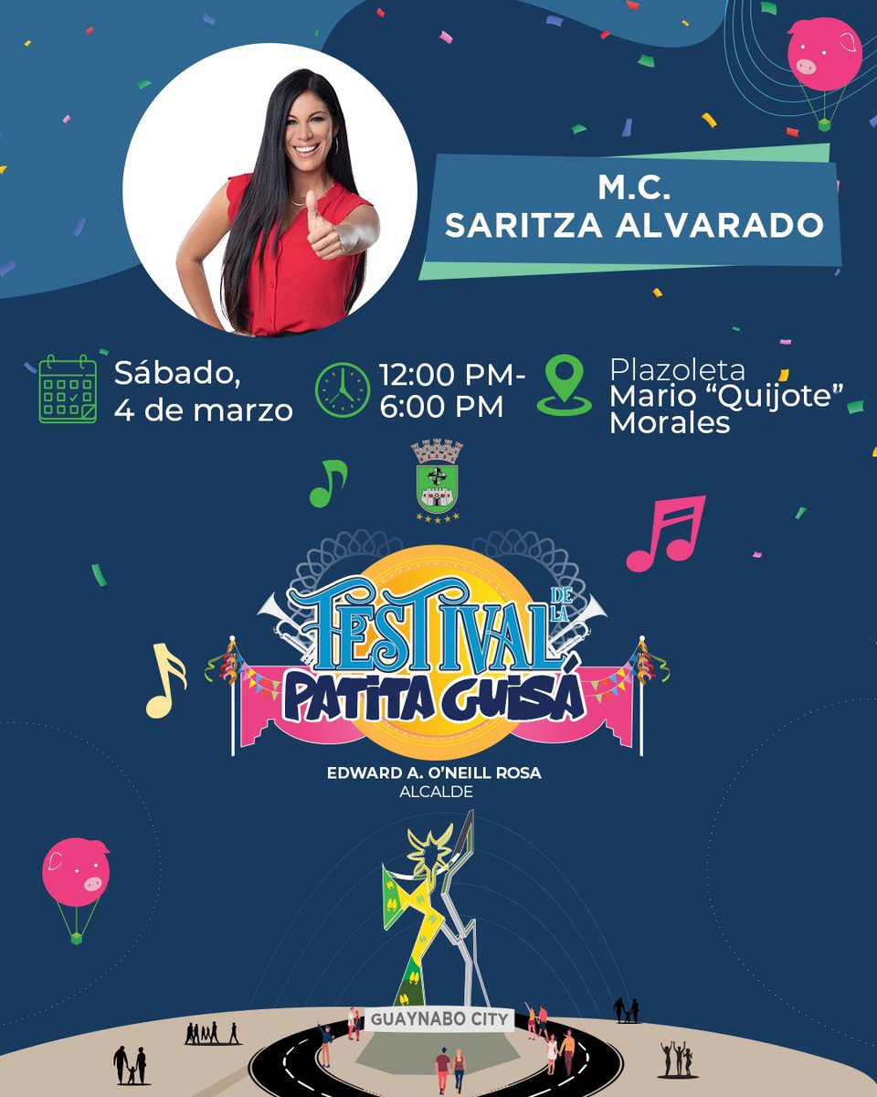 El Festival de la Patita Guisá contará con la alegría en tarima de <a href="/SaritzaAlvarado/">Saritza Alvarado</a> Alvarado como animadora del evento, este próximo sábado, 4 de marzo de 2023 a partir de las 12:00pm hasta las 6:00pm.