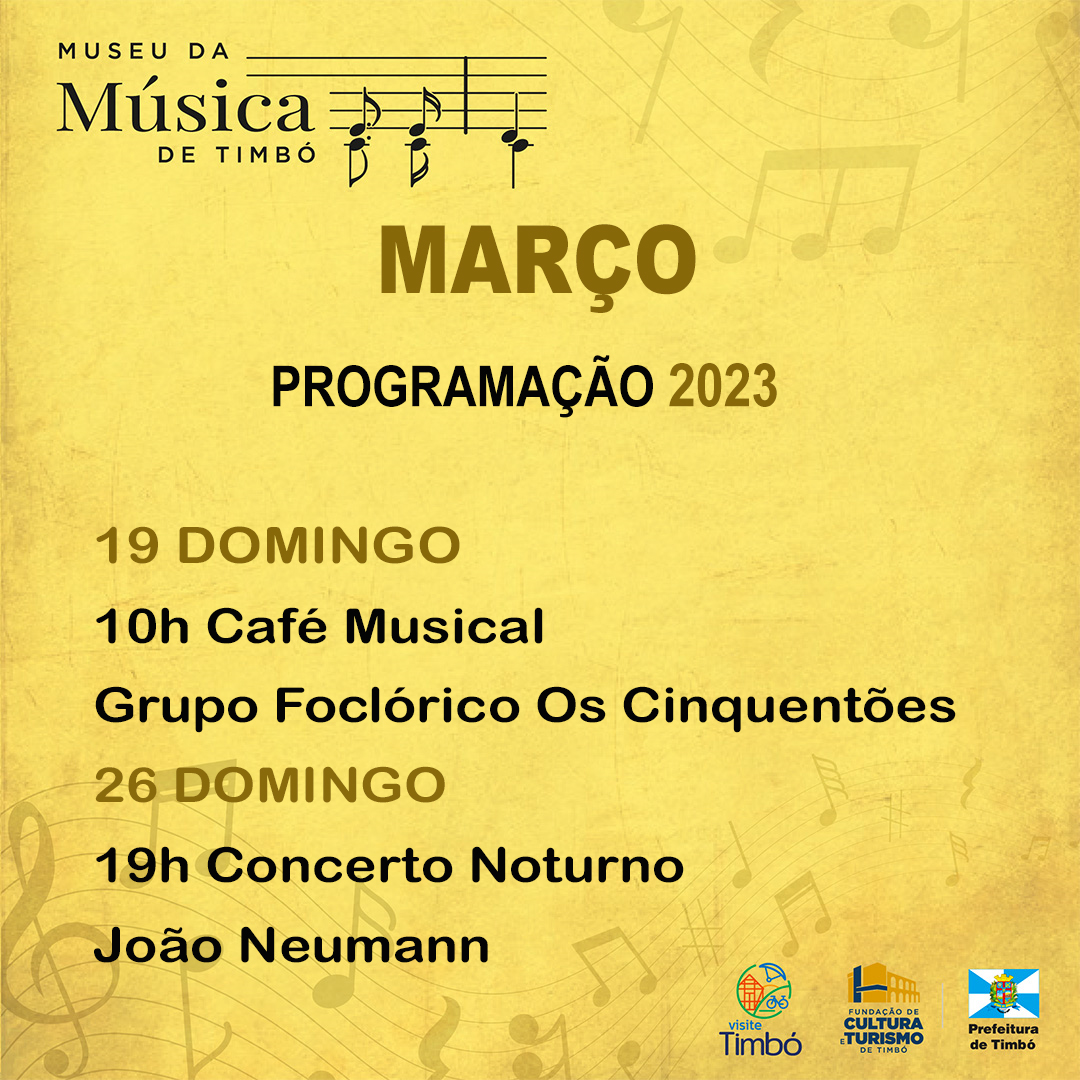museudamusica's tweet image. 📆🎶PROGRAMAÇÃO DE MARÇO no Museu da Música
@prefeituratimbo
@culturatimbo
#CadaVezMAISTIMBÓ #musica #programacaomarço  #museudamusica #timbó #cultura #visitetimbó #musica #oquefazersc #SEM #museusbr #museussc #ibram