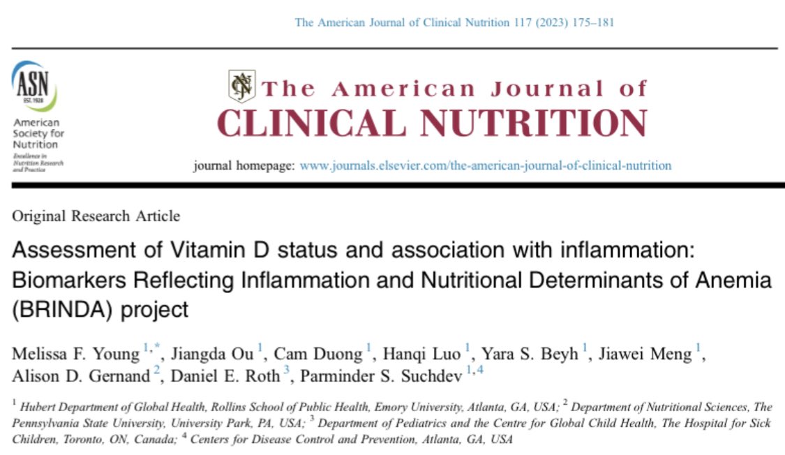 BRINDA (@brindanutrition) on Twitter photo 📣 New BRINDA publication released in <a href="/AJCNutrition/">American Journal of Clinical Nutrition</a>! Congratulations on the assessment of #vitaminD status and its association with #inflammation
🔗doi.org/10.1016/j.ajcn… 📣 New BRINDA publication released in <a href="/AJCNutrition/">American Journal of Clinical Nutrition</a>! Congratulations on the assessment of #vitaminD status and its association with #inflammation
🔗doi.org/10.1016/j.ajcn…