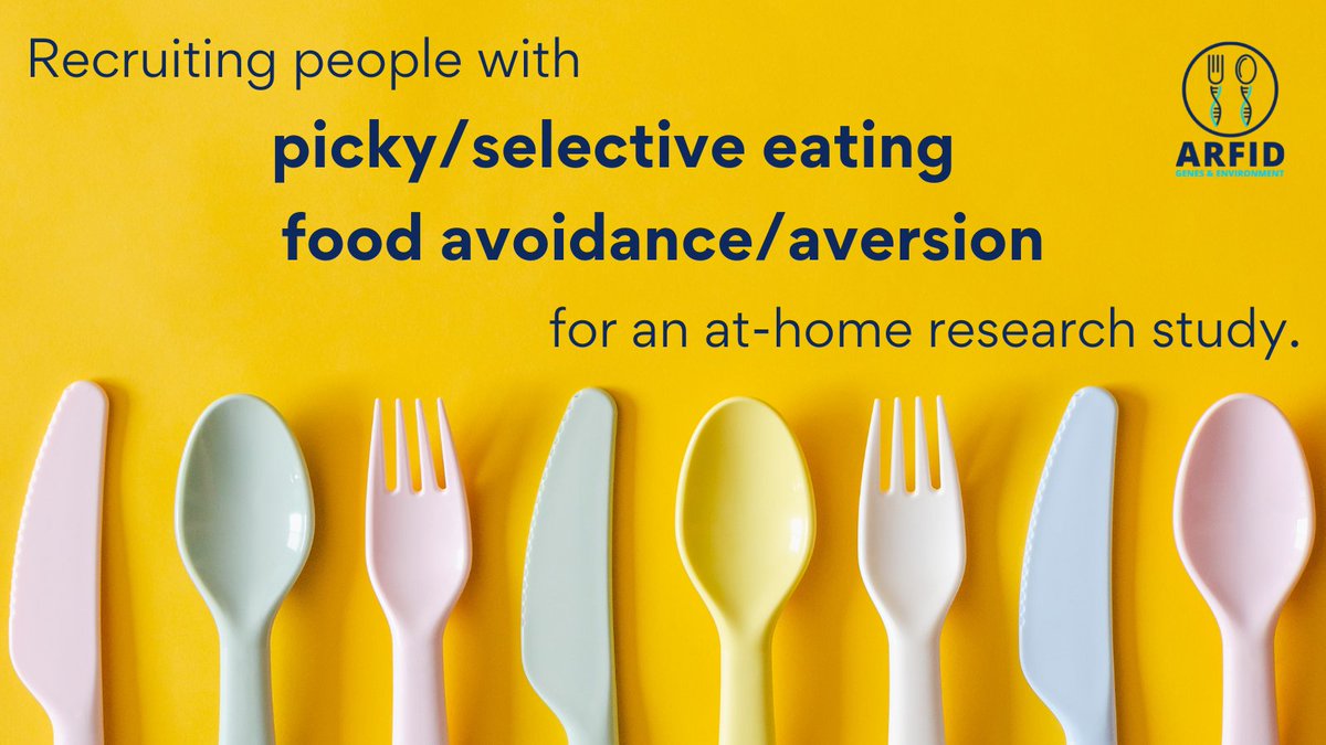 ARFID-GEN Study (@arfidgen) on Twitter photo Do you deal with #pickyeating or have a child that does? UNC Chapel Hill is recruiting people all across the US with #selectiveeating, #foodaversion, and #ARFID for a research study. No medical diagnosis required. Visit arfidgen.org to take our survey. <a href="/CRalphNearman/">Dr. Christina Ralph-Nearman</a> Do you deal with #pickyeating or have a child that does? UNC Chapel Hill is recruiting people all across the US with #selectiveeating, #foodaversion, and #ARFID for a research study. No medical diagnosis required. Visit arfidgen.org to take our survey. <a href="/CRalphNearman/">Dr. Christina Ralph-Nearman</a>