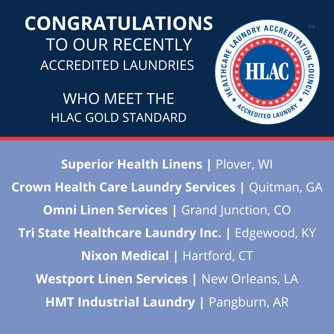 Congratulations to these laundries for accrediting or renewing this month!
#hospitallaundry #hospitaltextiles #healthcaretextiles #healthcare #commerciallaundry #laundryoperator #infectioncontrol