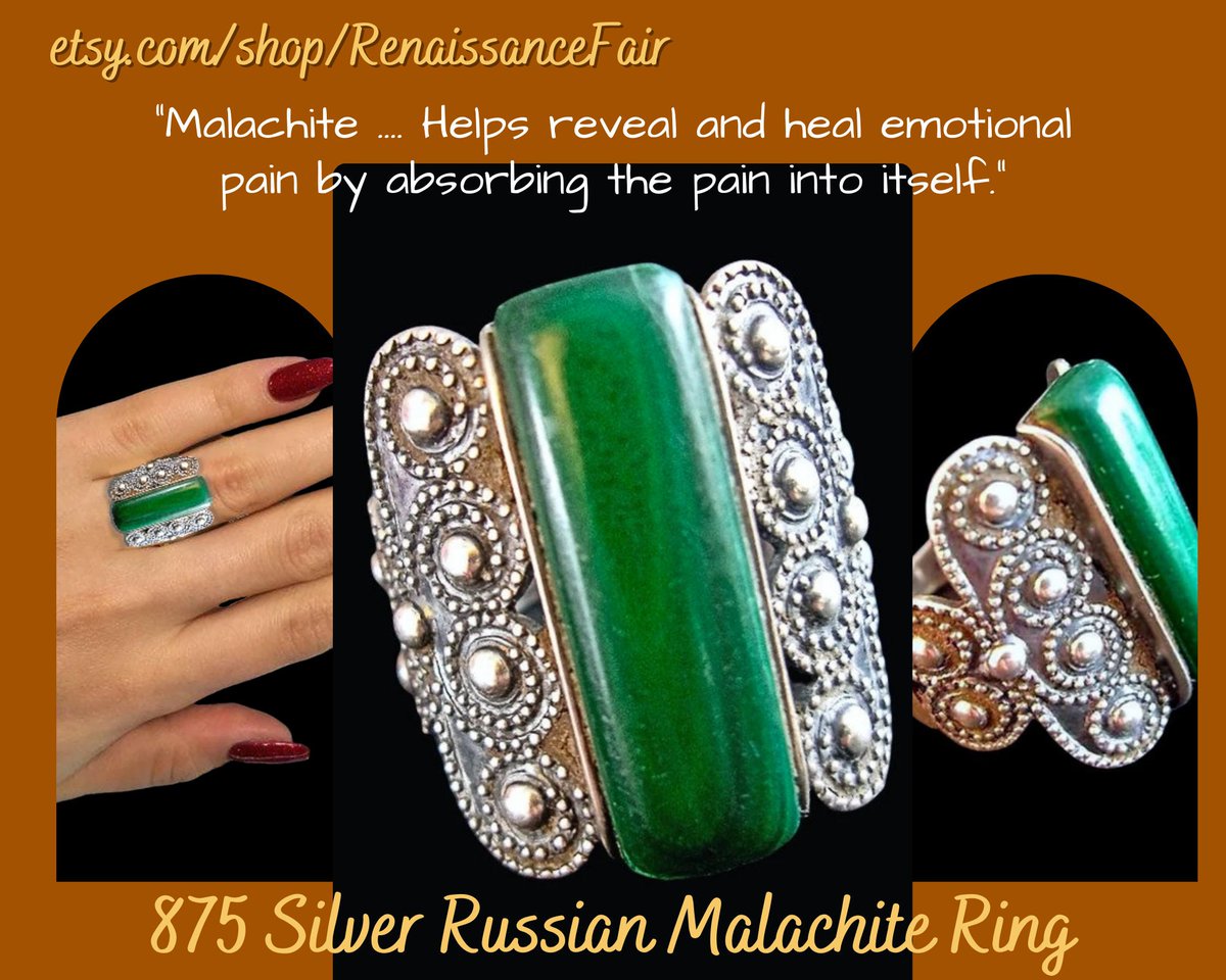 renaissancefai's tweet photo. Russian Malachite 875 Silver Ring, Retro Etruscan Scroll Work, Unique Vintage Sz 10 https://t.co/mr1FHvpPbT #green #no #malachite #silver #men #stone #russian875ring #sovietunionring #greenring https://t.co/5Pmcq0l2j6