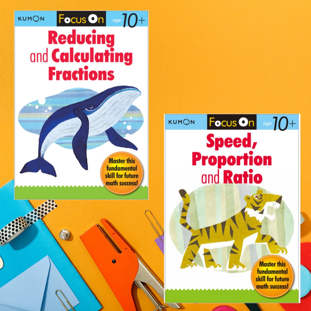 Here are the other two of our popular Focus workbooks: Reducing and Calculating Fractions; and Speed, Proportion and Ratio. Purchase or learn more about our books and the Kumon method at kumonbooks.com #kumon #math #fractions #proportion #ratios #numbers #education