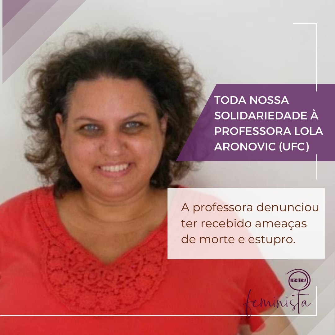Minha total solidariedade à  <a href="/lolaescreva/">Lola Aronovich</a>. A professora Lola Aronovich (UFC), mais uma vez recebeu ameaças de morte. Ela encoraja outras mulheres! Uma defensora dos Direitos Humanos! Que a Secretaria de Segurança Pública e Defesa Social e o governo, garantam sua segurança!