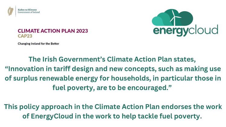 It reinforces work of #EnergyCloud as recognised in Government’s endorsement in  #ClimateActionPlan about use of surplus renewable energy for households, in particular those in fuel poverty @icsh_ie @HouseAllianceIE @tuathhousing @SVP_Ireland @PMVTrust @LauraMcDonnell3 @nialloc57