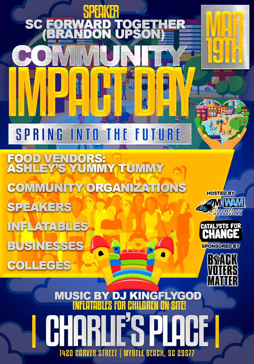 KELLIRWILLIAMS's tweet photo. Excited about our 1st Community Event in Horry County !!! Featuring @BrandonUpson with @sc4wardtogether  as Speaker !! Share, Come Out, Fellowship, and let’s make impact within the Community! https://t.co/mXeGCHyy3q