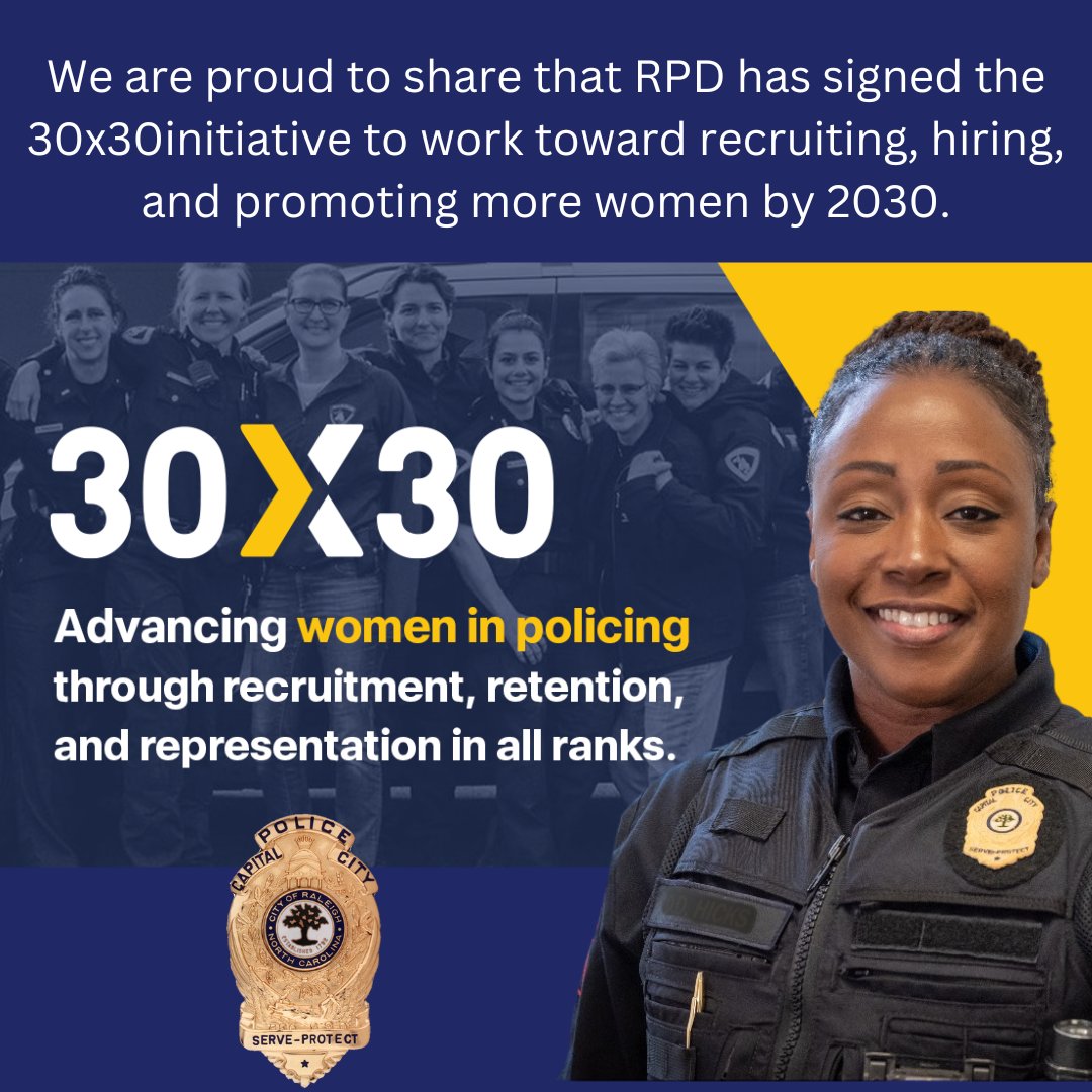 We’re proud to announce we’ve joined the 30x30initiative by signing the 30x30Pledge! We’re joining the movement to advance women in policing and support the success of women officers in all ranks.

#30x30initiative #raleighpolicedepartment #rpdstrong #raleighpolicefoundation