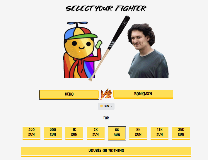 It’s time to enlist in the battle to fight and defeat the evil Bonkman.⚔️ Thanks to our partnership with @degenlabs!

 <a href="/GMersNFT/">GMers NFT 🌞</a> 🤝  @Bonk_Bet

You can play for double or nothing with $SUN bonk.bet