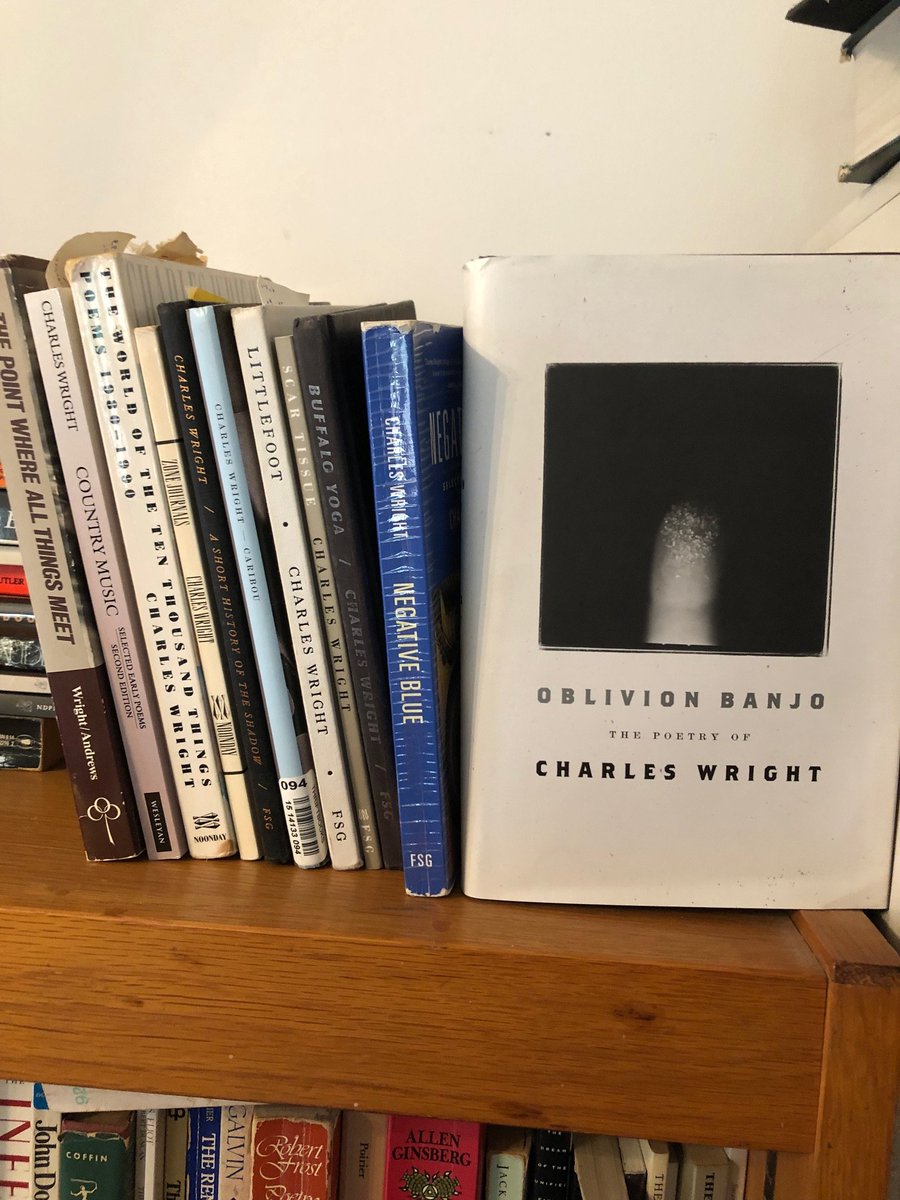 msf92165's tweet photo. "Warm day, early March...Time will append us like suit coats left out overnight/On a deck chair, loose change dead weight in the right pocket...And love will kill us--/Love, and the winds from under the earth/that grind us to grain-out" #MasterPoet #CharlesWright #OblivionBanjo https://t.co/HkyU4b5hoU