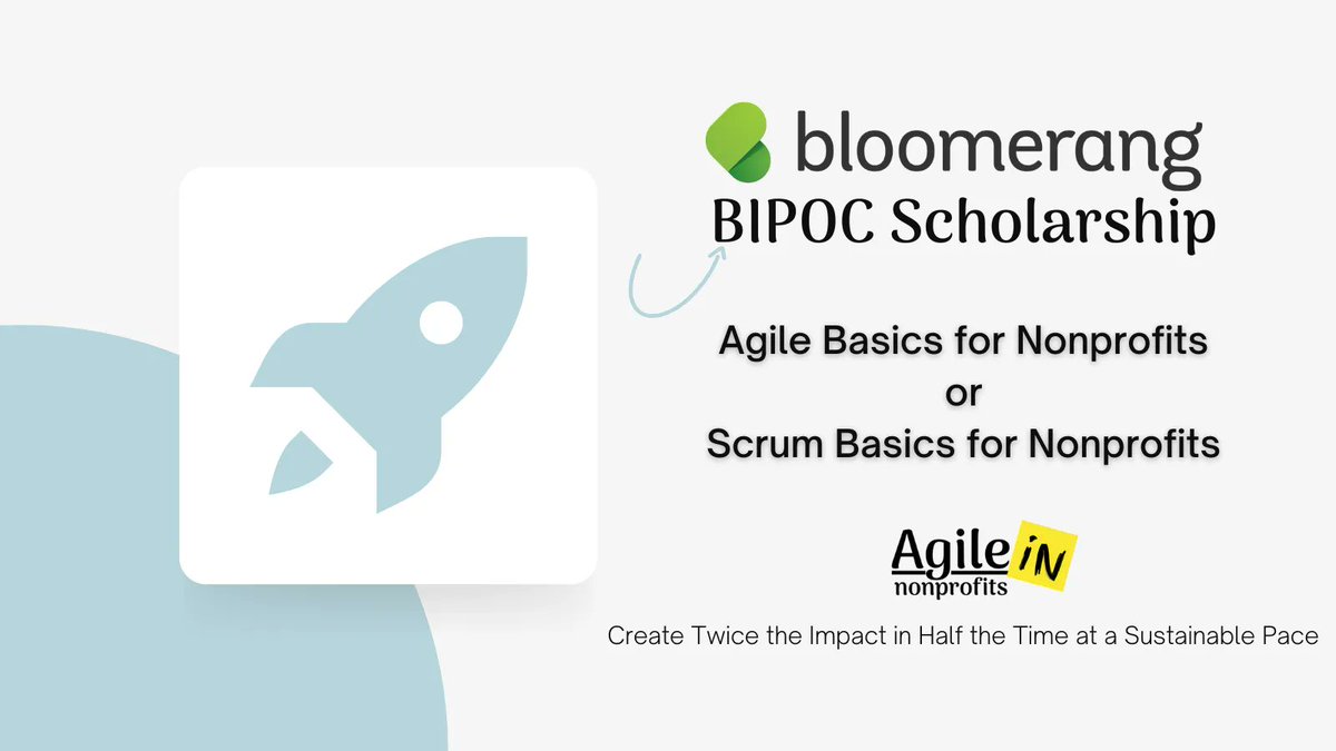 InNonprofits's tweet image. We are SO excited to collaborate with @bloomerangTech again to offer scholarships to BIPOC nonprofit professionals by sponsoring participation in the #AgileBasics OR #ScrumBasics 2-hour course to help with their organization’s Agile journey.

buff.ly/3CH6oWb